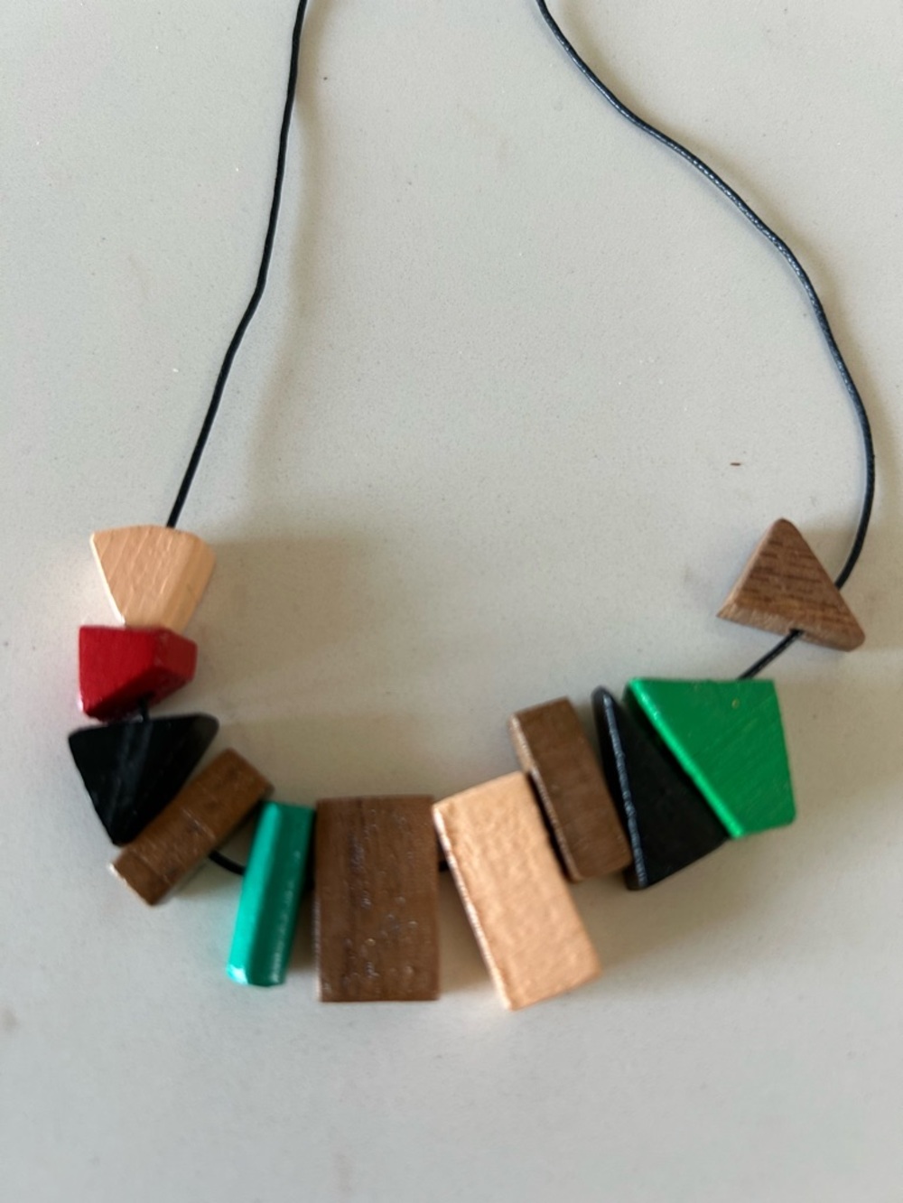 Finnish Designer Minimalist Geometric Wood Bead Necklace Handmade